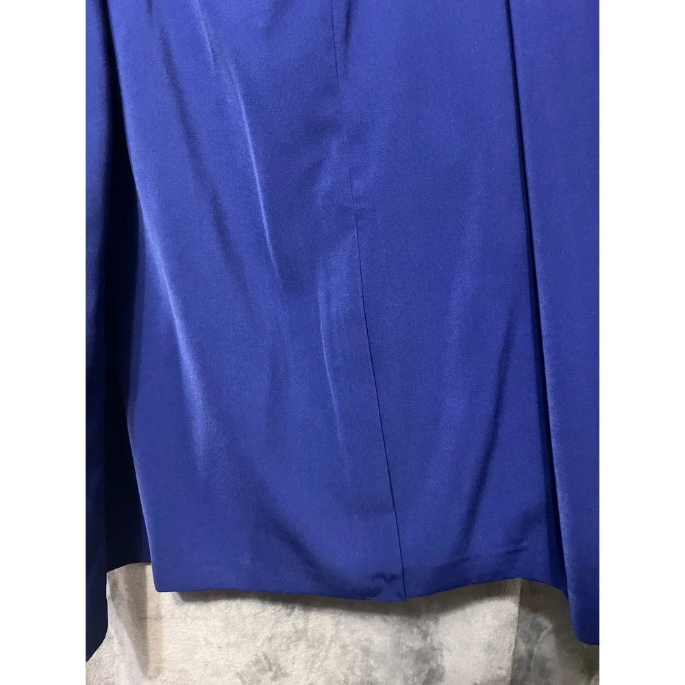 G.M.I. Woman 36W Royal Blue 3 Piece Skirt Suit Satin Shell Rhinestone Church
